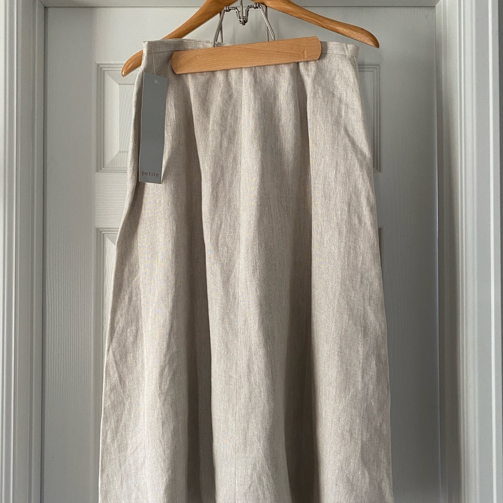 Telluride Clothing Company 100% Linen  Natural Button-Front A-Line Skirt NWT - Picture 4 of 6